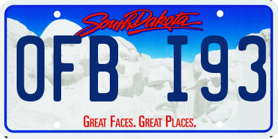 SD license plate 0FBI93