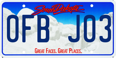 SD license plate 0FBJ03