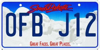 SD license plate 0FBJ12