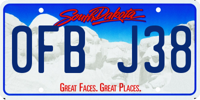SD license plate 0FBJ38