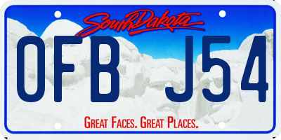 SD license plate 0FBJ54