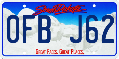 SD license plate 0FBJ62