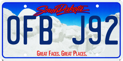 SD license plate 0FBJ92
