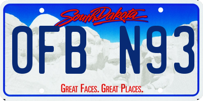 SD license plate 0FBN93