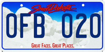 SD license plate 0FBO20