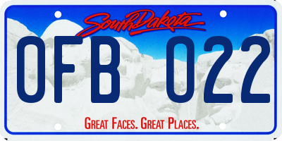 SD license plate 0FBO22