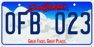 SD license plate 0FBO23