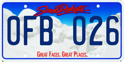 SD license plate 0FBO26