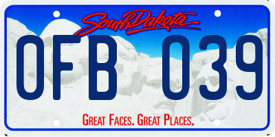 SD license plate 0FBO39