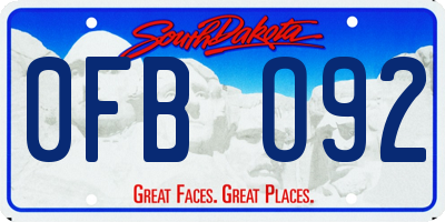 SD license plate 0FBO92