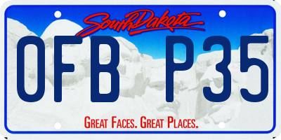SD license plate 0FBP35