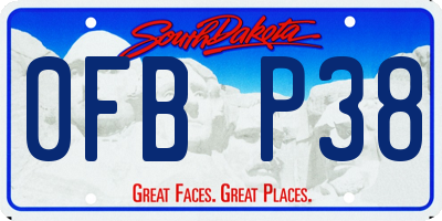 SD license plate 0FBP38