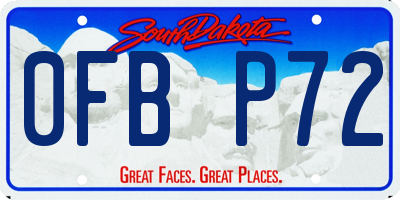 SD license plate 0FBP72
