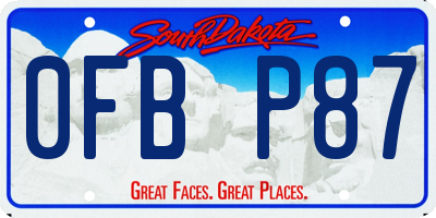 SD license plate 0FBP87
