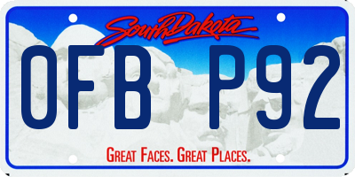 SD license plate 0FBP92