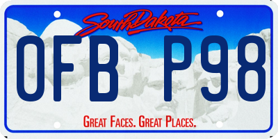 SD license plate 0FBP98