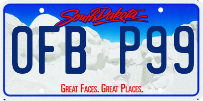 SD license plate 0FBP99
