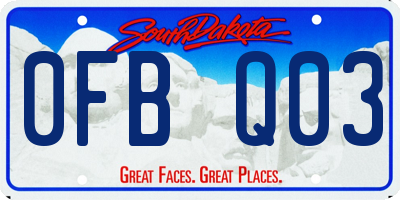 SD license plate 0FBQ03
