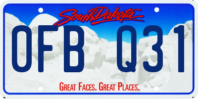 SD license plate 0FBQ31