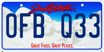 SD license plate 0FBQ33