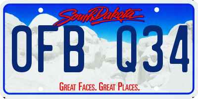 SD license plate 0FBQ34