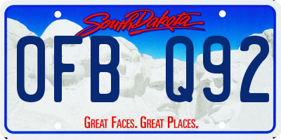 SD license plate 0FBQ92