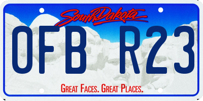 SD license plate 0FBR23