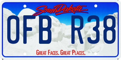 SD license plate 0FBR38