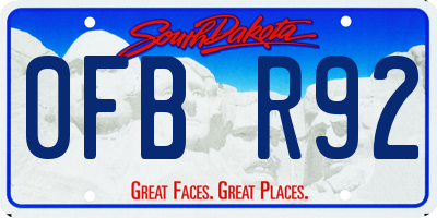 SD license plate 0FBR92