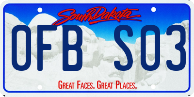 SD license plate 0FBS03