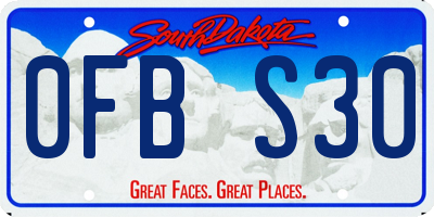 SD license plate 0FBS30