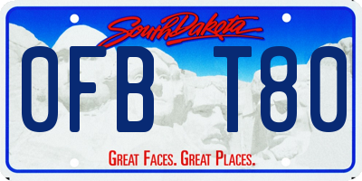 SD license plate 0FBT80