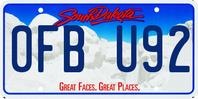 SD license plate 0FBU92