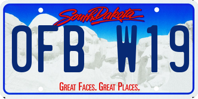 SD license plate 0FBW19