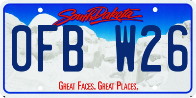 SD license plate 0FBW26