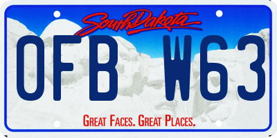SD license plate 0FBW63