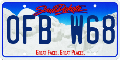 SD license plate 0FBW68