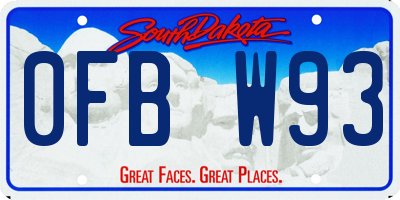 SD license plate 0FBW93