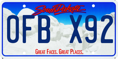 SD license plate 0FBX92