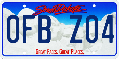 SD license plate 0FBZ04