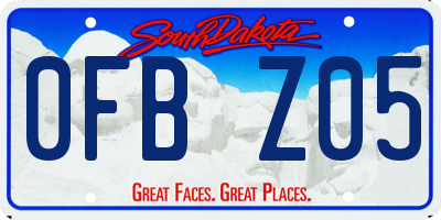SD license plate 0FBZ05