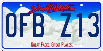 SD license plate 0FBZ13