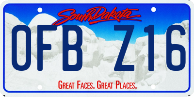 SD license plate 0FBZ16