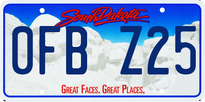 SD license plate 0FBZ25