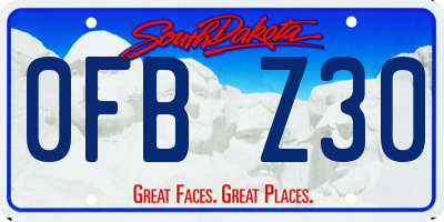 SD license plate 0FBZ30