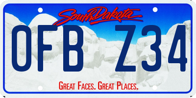 SD license plate 0FBZ34