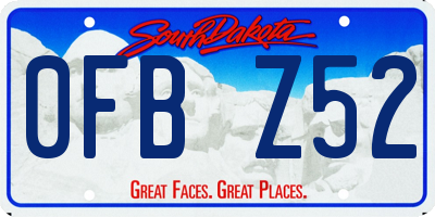 SD license plate 0FBZ52