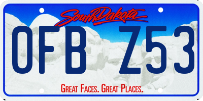 SD license plate 0FBZ53