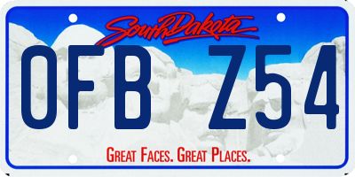 SD license plate 0FBZ54
