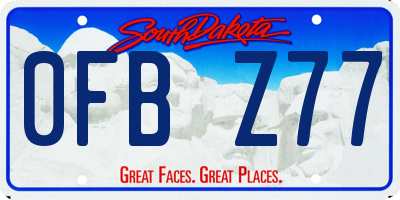 SD license plate 0FBZ77